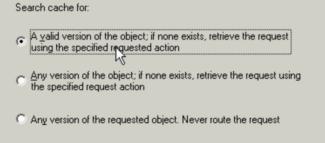 Cache settings