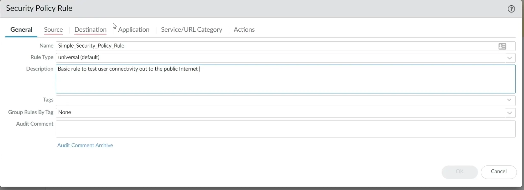Palo Alto Security Policy Rule