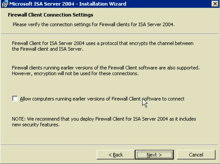 ISA Server 2004 Firewall Client
