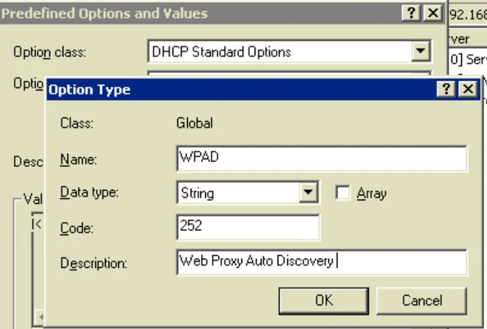 DHCP Option Type