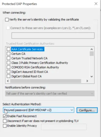 Protected EAP Properties